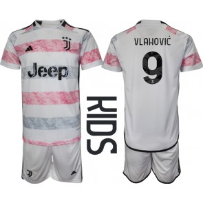 Juventus Dusan Vlahovic #9 Dětské Venkovní dres komplet 2023-24 Krátký Rukáv (+ trenýrky)
